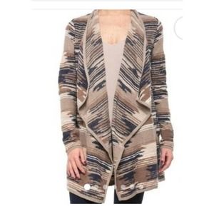 Lucky Brand Southwestern Aztec Cardigan Sweater Drape Front Multi Color …